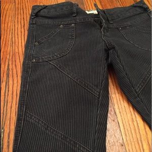 Free People Black +Grey Striped Jeans Size 25